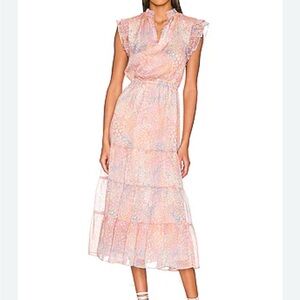 BB Dakota by Steve Madden Pink Floral Midi Dress SZ S